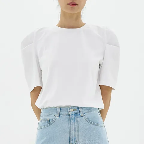 심플 핀턱 퍼프 티셔츠_2color