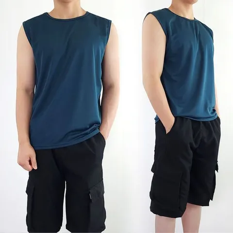 [하프클럽]  쿨티셔츠 나시 비치웨어 티셔츠 남자 남자민소매 운