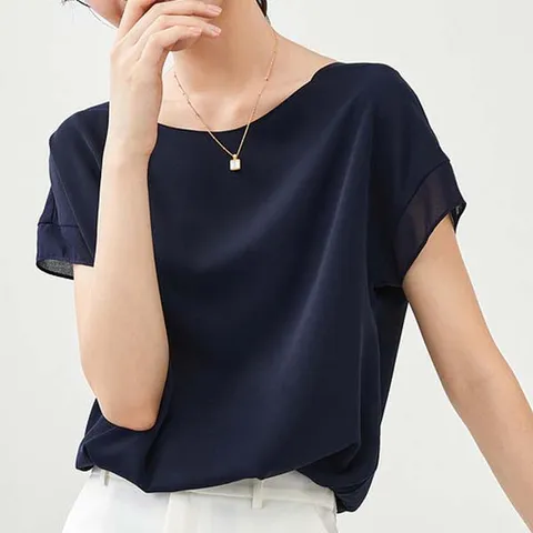 [하프클럽] 여름 반팔 쉬폰 블라우스 티셔츠(j0712)