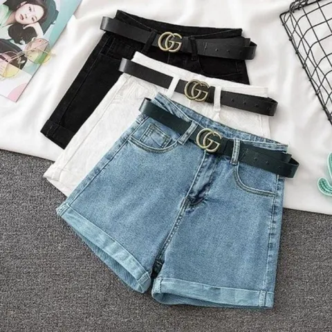 롤업 핫팬츠 기본 숏팬츠 블랙 웨스트 하이 흰반바지 여자 데님 여성 반바지 여성하의