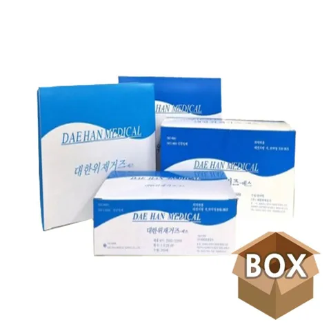 BOX 접은거즈 5x5cm 8겹 50통 드레싱 치료 병원 꺼즈 일회용거즈 비멸균거즈 의료용거즈 병원거