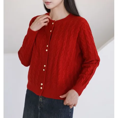 [하프클럽] 스탠다드핏 골드 버튼 가디건_3color