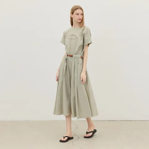 배색 벨트 블루종원피스