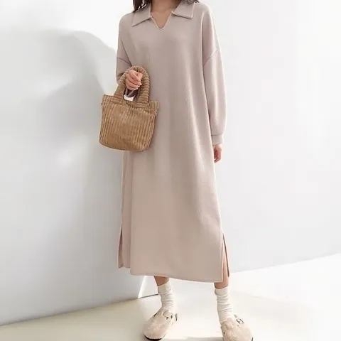 [엘브랜드] 재클린 카라 니팅 롱원피스