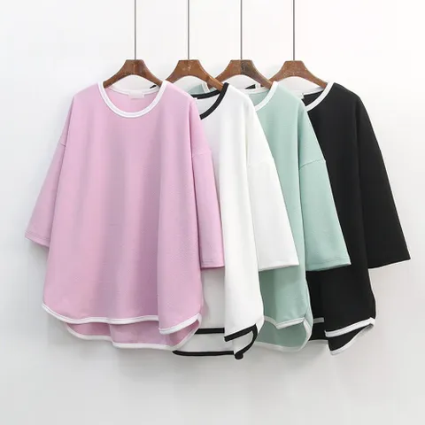 빅사이즈사랑해요 G847L206 더블배색언발반팔티 IL