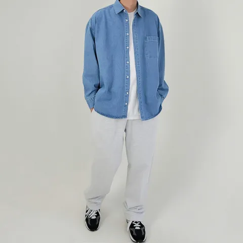 [브리치]  / 봄 가을 오버핏 데님 셔츠 청남방 / 연청 중청 흑청