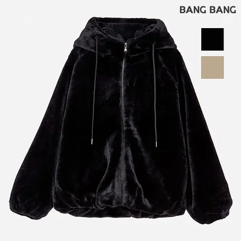 여성 후드 인조 밍크 점퍼 CUJ501