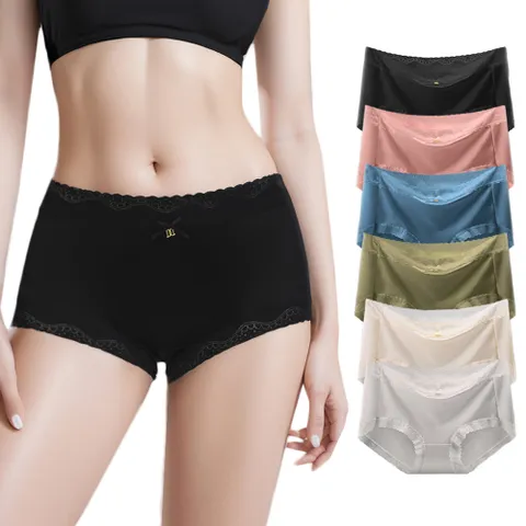 여성 2+1 심리스 실크 노라인 햄팬티 자국없는 데일리 요일팬티