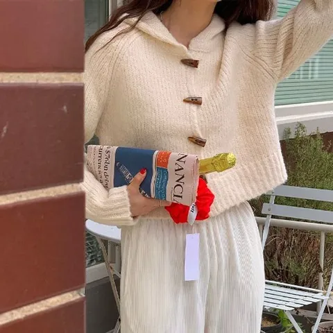 [하프클럽/제이0]떡볶이 후드 니트 긴팔 가디건