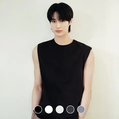남성 여름 기본핏 코튼 면 슬리브리스 민소매 나시 머슬티 026543 463691