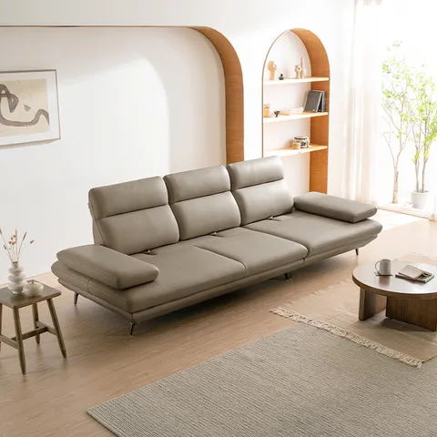 플랫b 4인 콤팩트 스윙 전체 천연가죽 소파