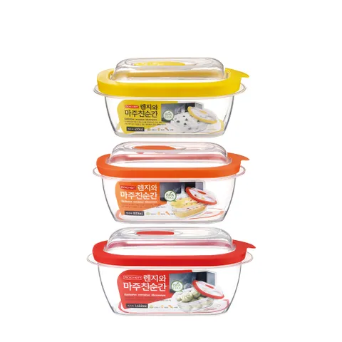 렌지와 마주친 순간 전자레인지 밀폐 사각용기 3종세트