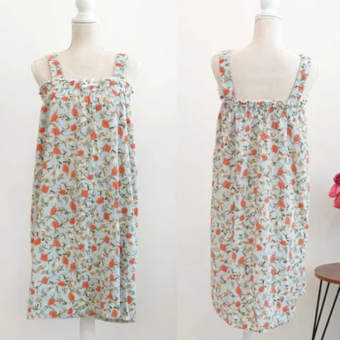 어깨끈 잠옷 원피스 샤워 가운 여성 집에서 입는옷 집에서입는옷 레이스가운 여성용로브가운