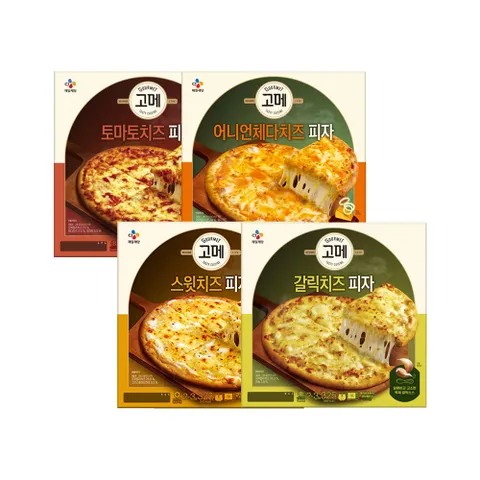 고메 치즈피자 4종(어니언체다치즈x1+토마토치즈x1+스윗치즈x1+갈릭치즈x1)