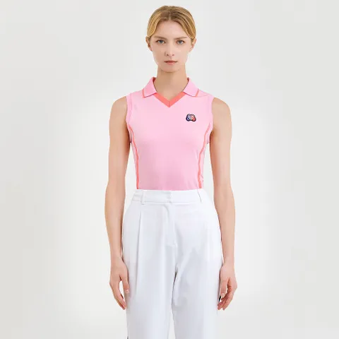 [정상가 198000원]여성 브이넥 슬리브리스 폴로셔츠 핑크 (QW0DKS21873)