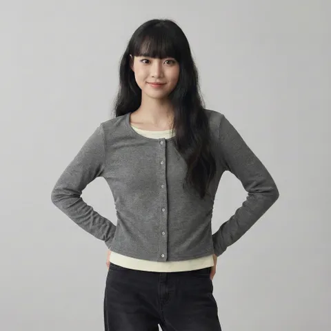 여성 웨일 레이어드 버튼 가디건_그레이055 (10560-131-204-12)_YS