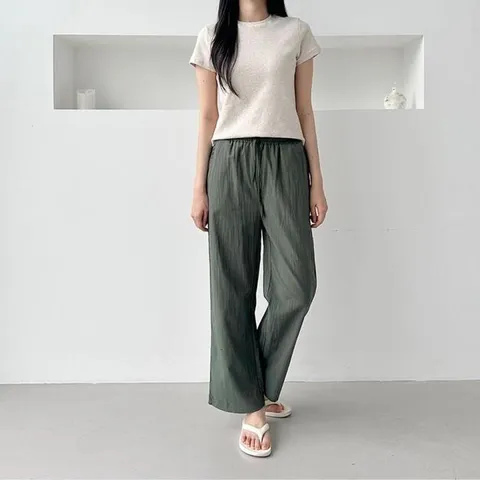 [오노마] ONM 세느뷔 허리밴딩 인견 베이직 와이드바지 (41017599)