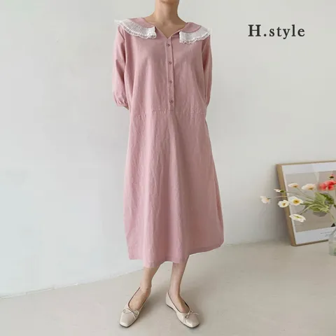 H스타일BST에버린넨원피스/여름/빅사이즈/OPS/원피스/홈웨어/하객룩/쉬폰/라운지/루즈핏