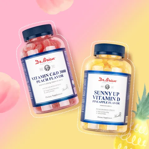 [1+1]비타민C&D3000 복숭아맛 + 비타민D 파인애플맛(총 200구미)