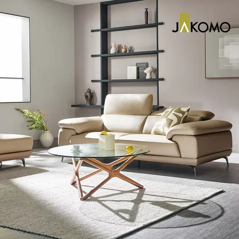 자코모 베니 3인 기능성 천연면피 소가죽 소파+스툴