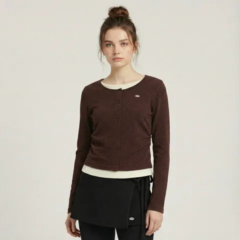 여성 웨일 레이어드 버튼 가디건_브라운185 (10560-131-204-12)_YS