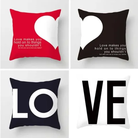러블리한 느낌 하트 패턴 소파 쿠션 커버 4종 45x45 쇼파쿠션커버 방석커버 등쿠션커버