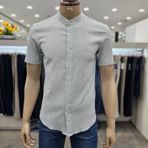 (모다인천점)민트 슬럽 멜란지 스트라이프 슬림핏 캐주얼 셔츠/POWS2613_IC_3