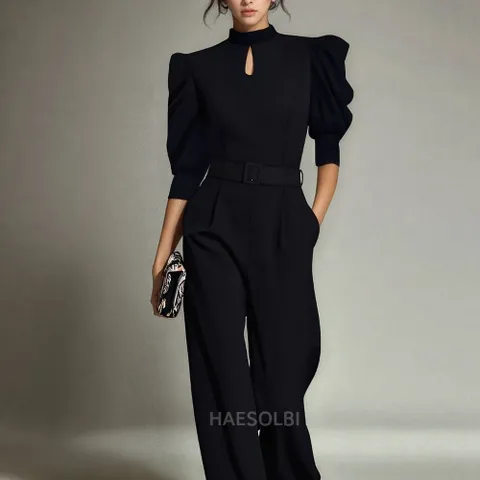 해솔비 블랙 점프 슈트 블랙점프수트 점프슈트 여성점프수트 빅사이즈점프수트