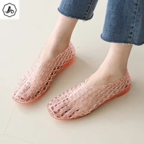 펀칭 그물 여성 젤리 아쿠아 플랫 슈즈 신발