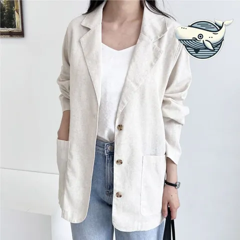 여름 세련된 베이지 자켓 여성 린넨 긴팔 린넨여름자켓 여자긴팔자켓 가벼운롱자켓 여성린넨자켓