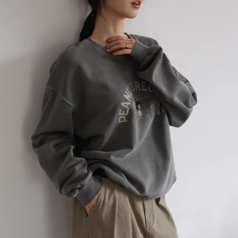 [하프클럽] 스누피 레코드 피그먼트 쭈리 맨투맨