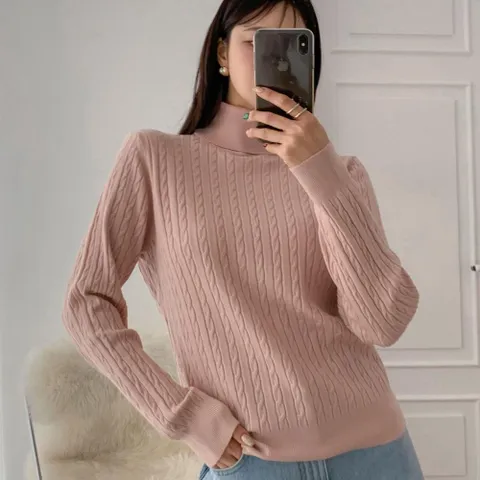 [다잇템] 여자 홀리데이 목폴라긴팔 심플 겨울이너 니트