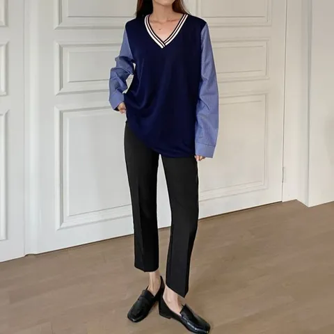 [하프클럽/빅사이즈사랑해요 O593L402 요꼬브이스트라이프티 BS