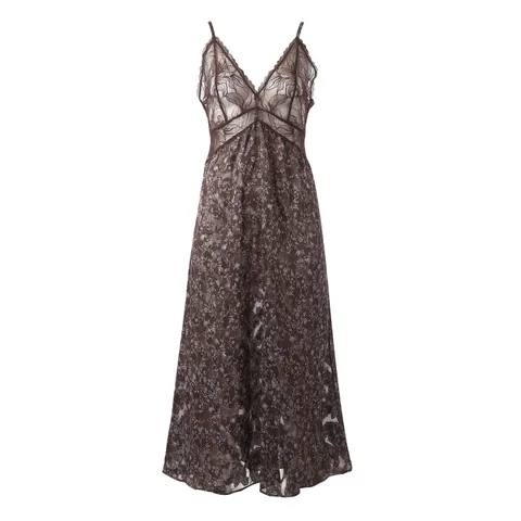 [롯데백화점][바바라(언더웨어)]번아웃 브라운 실크 원피스 슬립AFS4613S