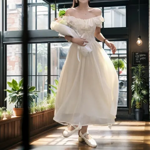 [SALE]여성 오프숄더 드레스 스몰 웨딩 롱 원피스