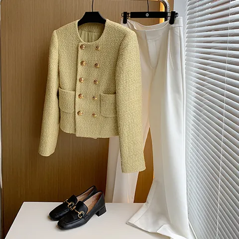 241830 - 트위드 더블 버튼 자켓 S M L 오피스룩 하객룩 가을자켓 트위드자켓 여성자켓 여성아우터 봄자켓