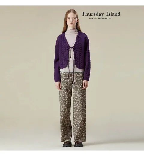 [Thursday Island] 케이블 오픈 리본 가디건(T236MCD139W)