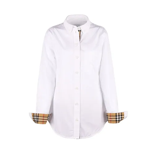 [명품]  LAPWING 체크 포인트 여성 코튼 셔츠 화이트 80678131