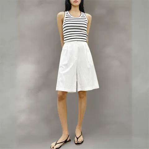 여자 레이온 5부 린넨 뒷밴딩 팬츠