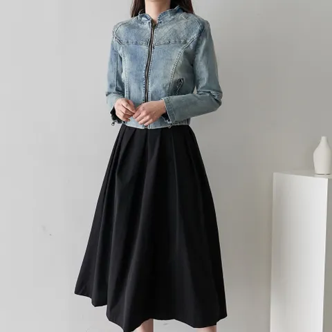 여자 스판 차이나 숏 청자켓 크롭 재킷 아우터 점퍼