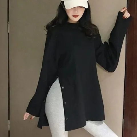 [오노마] ONM 여자 옆라인 롱티 티셔츠 긴티 여자옷 루즈핏 긴 (38810701)