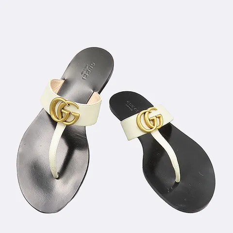 스미스마켓 중고명품 -  GG 마몽 더블 G 장식의 T-스트랩 샌들  - K28632GU