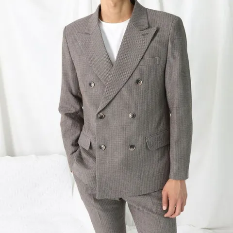 [브리치]  / 봄 가을 고방 잔체크 더블 정장 수트 세트 셋업 양복