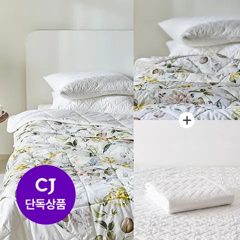 [CJ단독] 플라워 양모 패드 2종세트 (양모이불+양모패드)