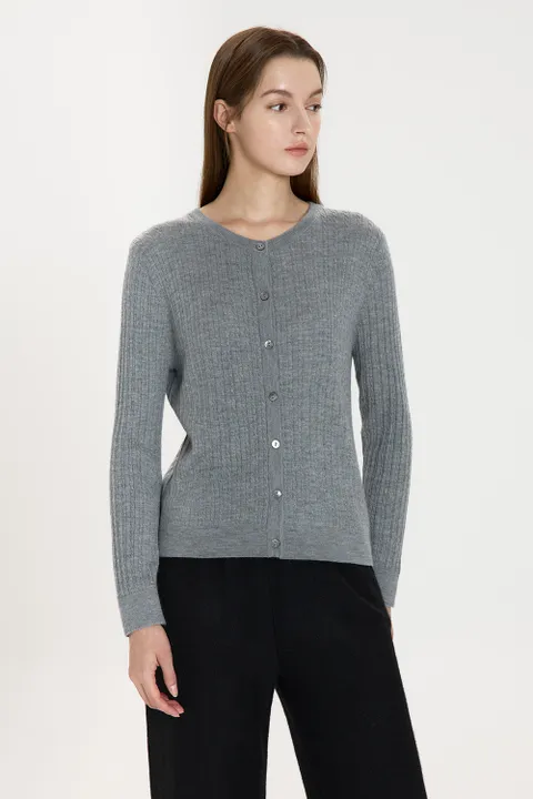 프리미엄 캐시미어 케이블가디건-그레이