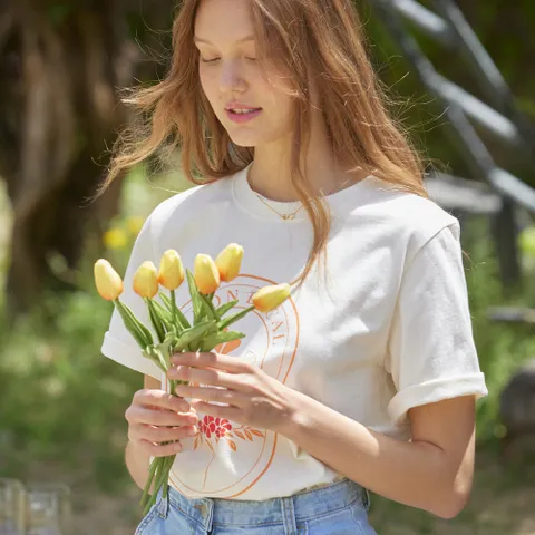 Tulip Print T-shirt - Off White