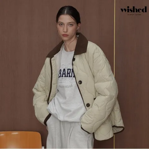 정상가:99,000원 ㅣ 캐쥬얼 버튼업 카라 배색 퀄팅 점퍼 (WIBDJP002)