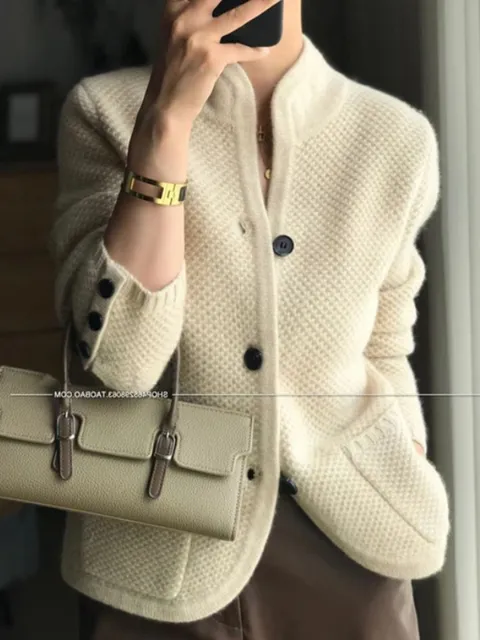 디펜 캐시미어 3color 버튼 니트 자켓