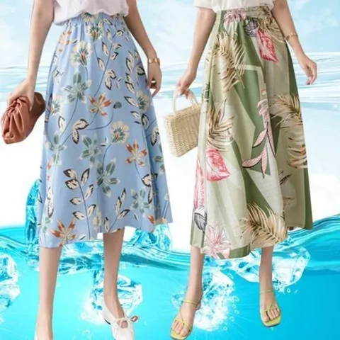 [하프클럽/셀러허브_여성트랜드패션]ONM 플라워 쉬폰 스커트 여름 주름 맥시 밴딩 스커트