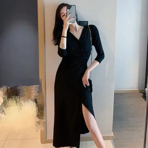 원피스 단추 골지 여리핏 슬림한 여름 반팔 우아한 루즈핏 제이플로우 2컬러 브이넥